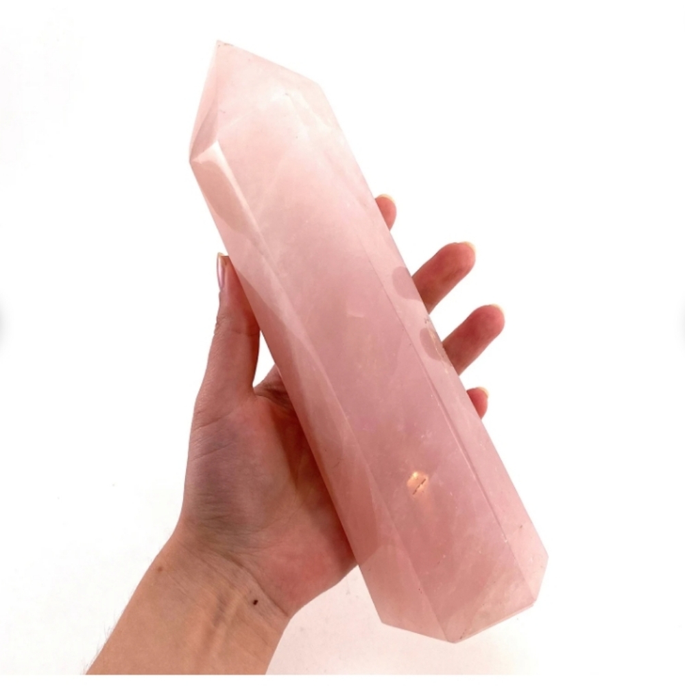 XL Polished Rose Quartz Crystal Point Tower